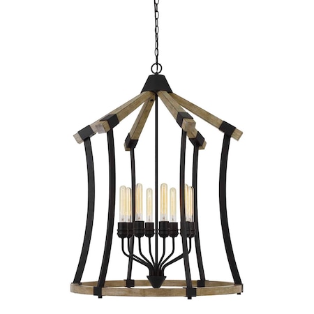 Dali 60W X 8 Metal/Pine Wood Chandelier (Edison Bulbs Not Included)